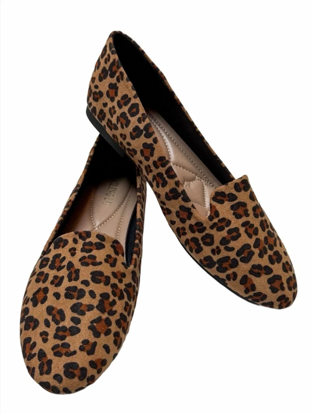SAILING LU Leopard Print Faux Suede Round Toe Ballet Flat Shoes